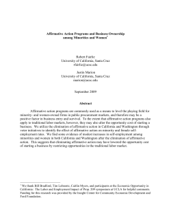 Affirmative Action Programs and Business Ownership among
