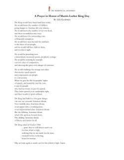 A Prayer in Honor of Martin Luther King Day