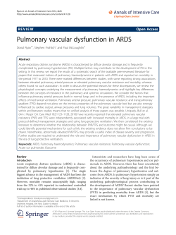 Pulmonary vascular dysfunction in ARDS | SpringerLink