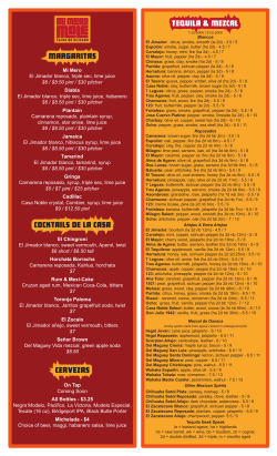 margaritas COCKTAILS de la casa cervezas tequila