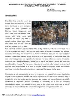 Managing Population Explosion among Spotted Deer at Tata Steel