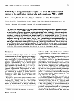 Sensitivity of elongation factor Tu (EF-Tu) from