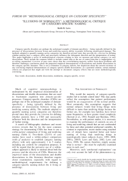 forum on &ldquo;methodological critique on category specificity&rdquo;