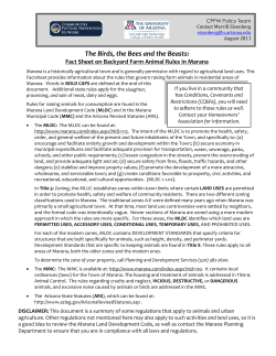 Fact Sheet on Backyard Farm Animal Rules in Marana