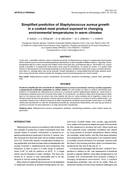 Simplified prediction of Staphylococcus aureus growth in a cooked