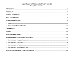 OpenSecrets OpenData User`s Guide