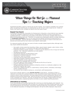 When Things Do Not Go as Planned Tips for Teaching Majors