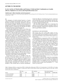 LETTERS TO THE EDITOR In vitro Activity of Chlorhexidine and