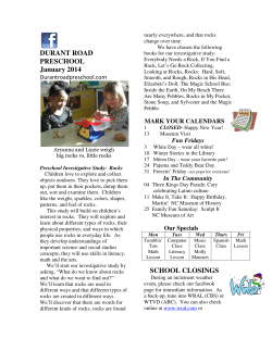 DURANT ROAD PRESCHOOL January 2014 SCHOOL CLOSINGS