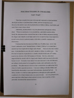 POLYDACTYLISM IN FOLKLORE