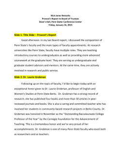 Slide 1: Title Slide &ndash; Provost`s Report Good afternoon. In my last