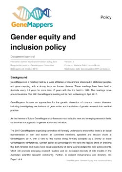 to the Genemappers Gender Equity