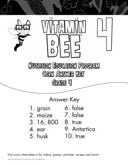 Corn Answer Key Nutrition Education Program Grade 4