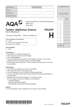 GCSE Further Additional Science Question paper Unit 02