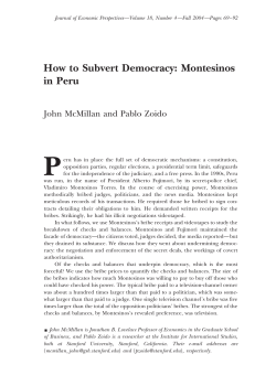 How to Subvert Democracy: Montesinos in Peru