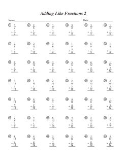 Adding Like Fractions 2