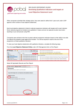 Reviewing Qualitative Local Objective Statement Indicators