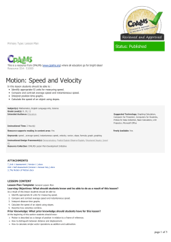 Motion: Speed and Velocity