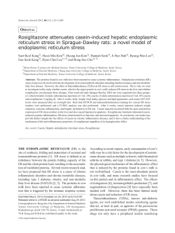 Rosiglitazone attenuates casein-induced hepatic endoplasmic