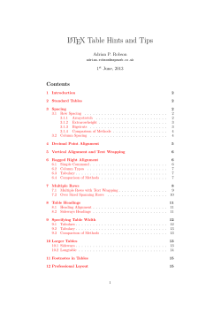LaTeX Table Hints and Tips
