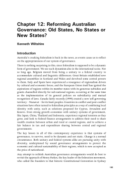 Federalism and Regionalism in Australia - ANU Press