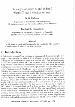G-designs of order n and index A where G has 5 vertices or less.