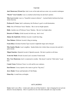 Cast List Jack Masterson, Private Eye: Jack is new at the trade and