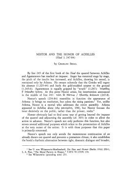NESTOR AND TIlE HONOR OF ACHILLES (Iliad 1.247-84