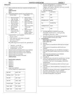 ISK WINTER HOMEWORK GRADE 3 ENGLISH