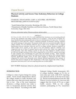 Physical Activity and Screen Time Sedentary Behaviors in College
