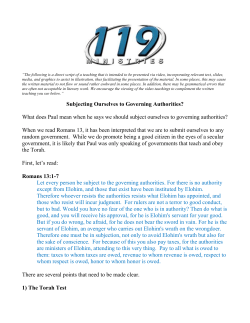 Subjecting Ourselves to Governing Authorities? What does Paul