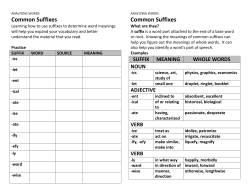 Common Suffixes Common Suffixes