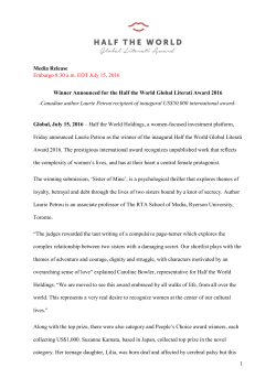 Half the World Global Literati Award 2016 Winners