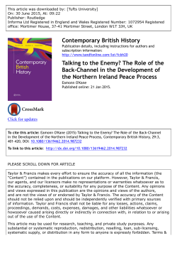 Contemporary British History Talking to the Enemy? The Role of the