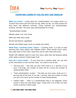 COUNTING CARBS IF YOU DO NOT USE INSULIN