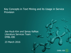 Key Concepts in Text Mining and its Usage in Service - EMBL-EBI