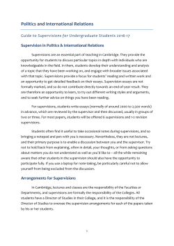 Guide to Supervisions - Department of Politics and International