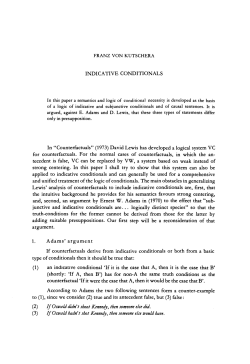 INDICATIVE CONDITIONALS In "Counterfactuals" (1973) David