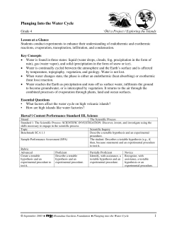 Plunging Into the Water Cycle