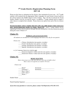 7th Grade Elective Registration Planning Form 2017