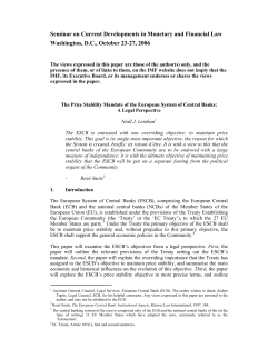 The Price Stability Mandate of the European System of Central