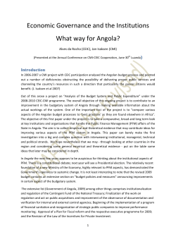 Economic Governance and the Institutions What way for Angola?