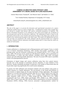 CAMERA CALIBRATION USING STRAIGHT LINES: ASSESSMENT