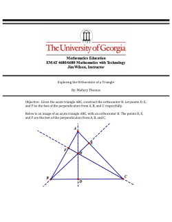 Exploring the Orthocenter of a Triangle By: Mallory Thomas
