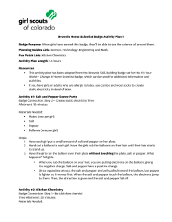 Brownie Home Scientist Badge Activity Plan 1