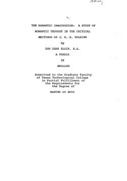 THE ROMANTIC IMAGINATION: A STUDY OF ROMANTIC