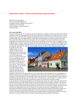 Experience report &ndash; Rosa van den Boom, Lund
