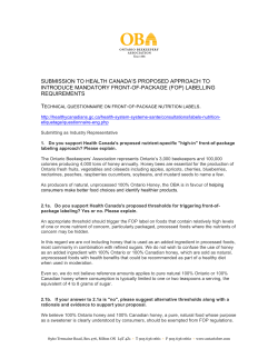 Read OBA`s submission - Ontario Beekeepers` Association