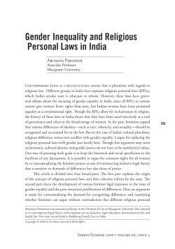 Gender Inequality and Religious Personal Laws in India