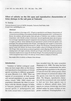Effect of salinity on the life span and reproductive characteristics of